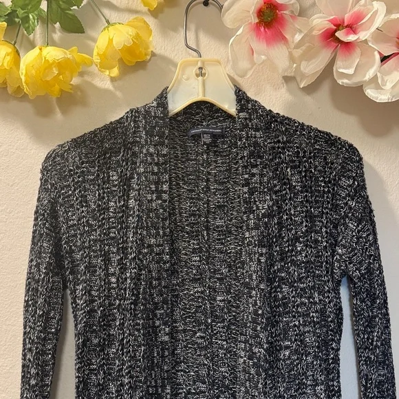 American Eagle Outfitters Black Marled Open-Front Cardigan - Picture 2 of 9